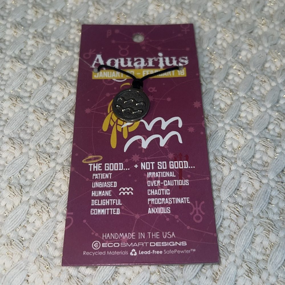 NWT Zodiac Aquarius Cord Necklace - Picture 2 of 2
